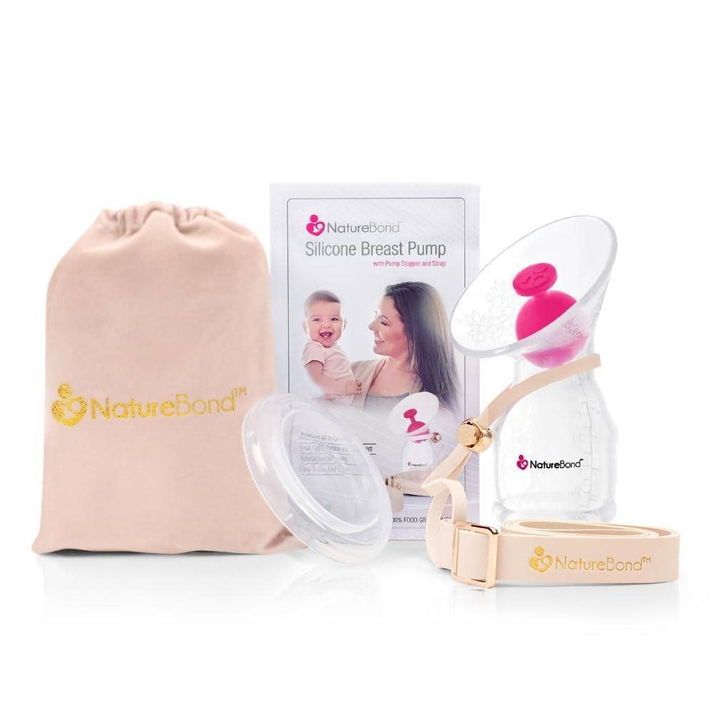 Extractor Manual de Silicona NatureBond Transparente con Accesorios para Recolección de Leche Matern