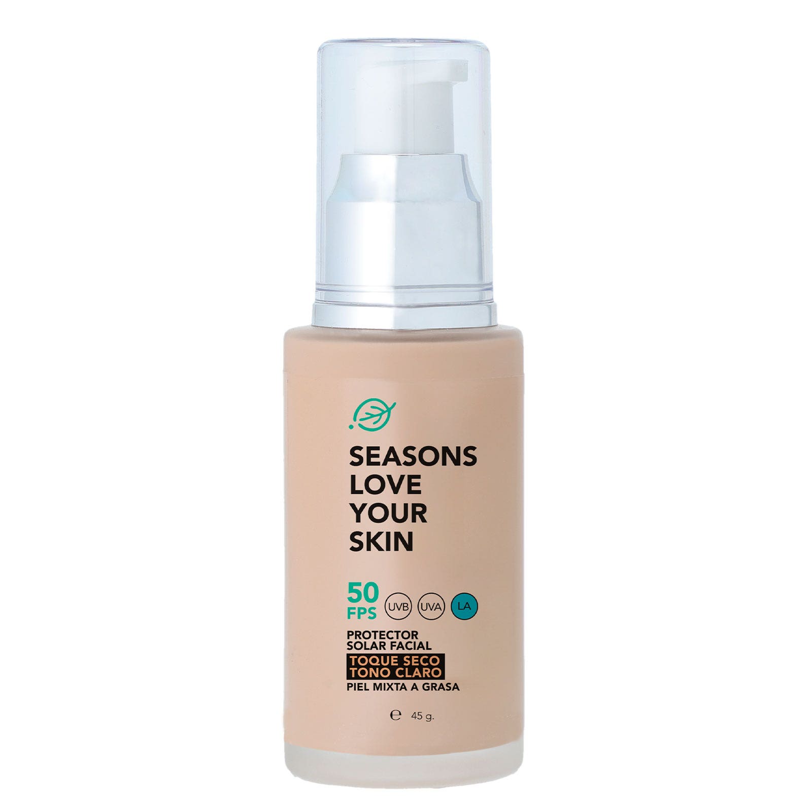 Seasons Love Your Skin Protector Solar con Color Toque Seco Tono Claro: Protección Avanzada contra UVA, UVB y Luz Azul Tono Claro Fps50 45 g