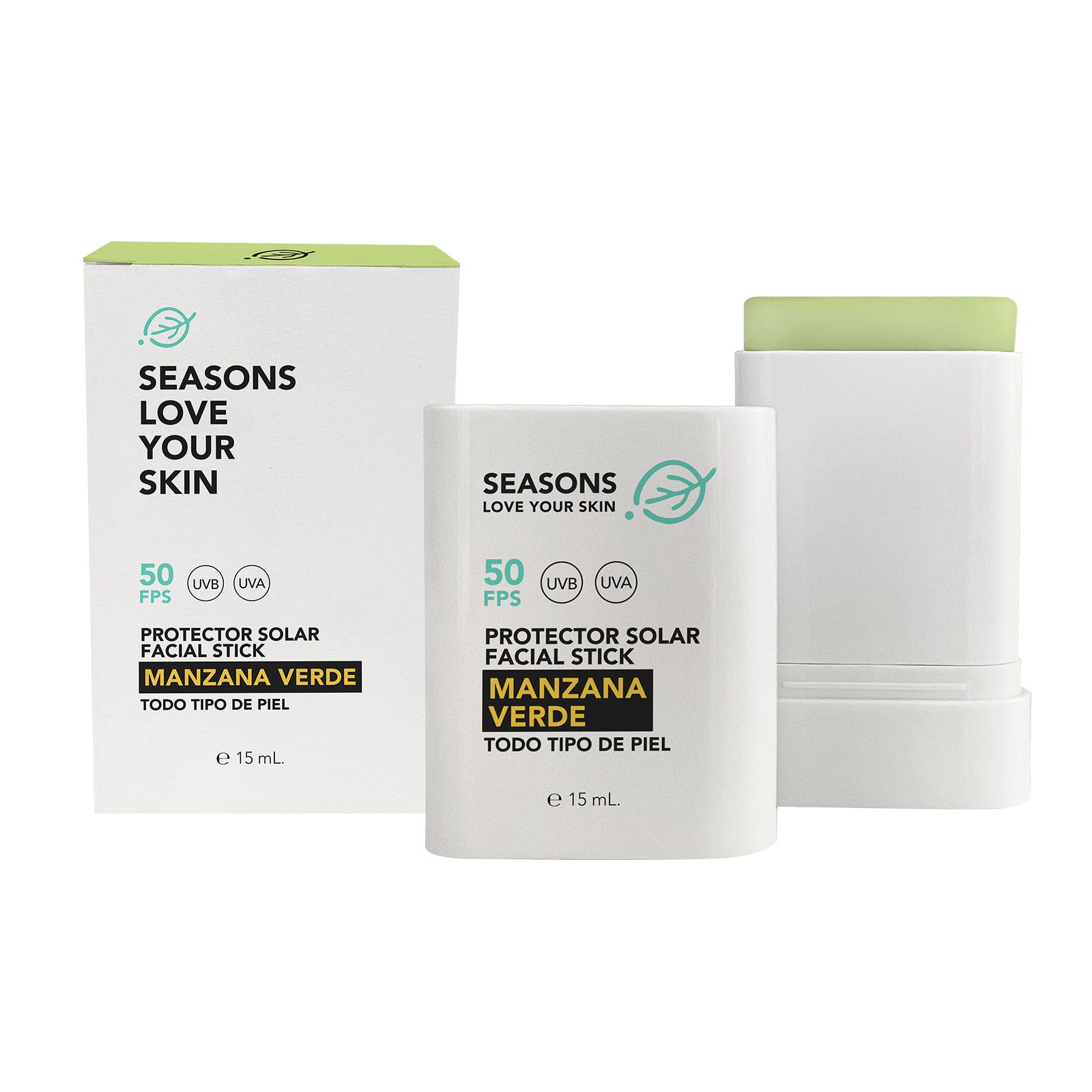 Seasons Love Your Skin Protector Solar Fps50 Stick Manzana Verde 15 Ml Todo Tipo De Piel